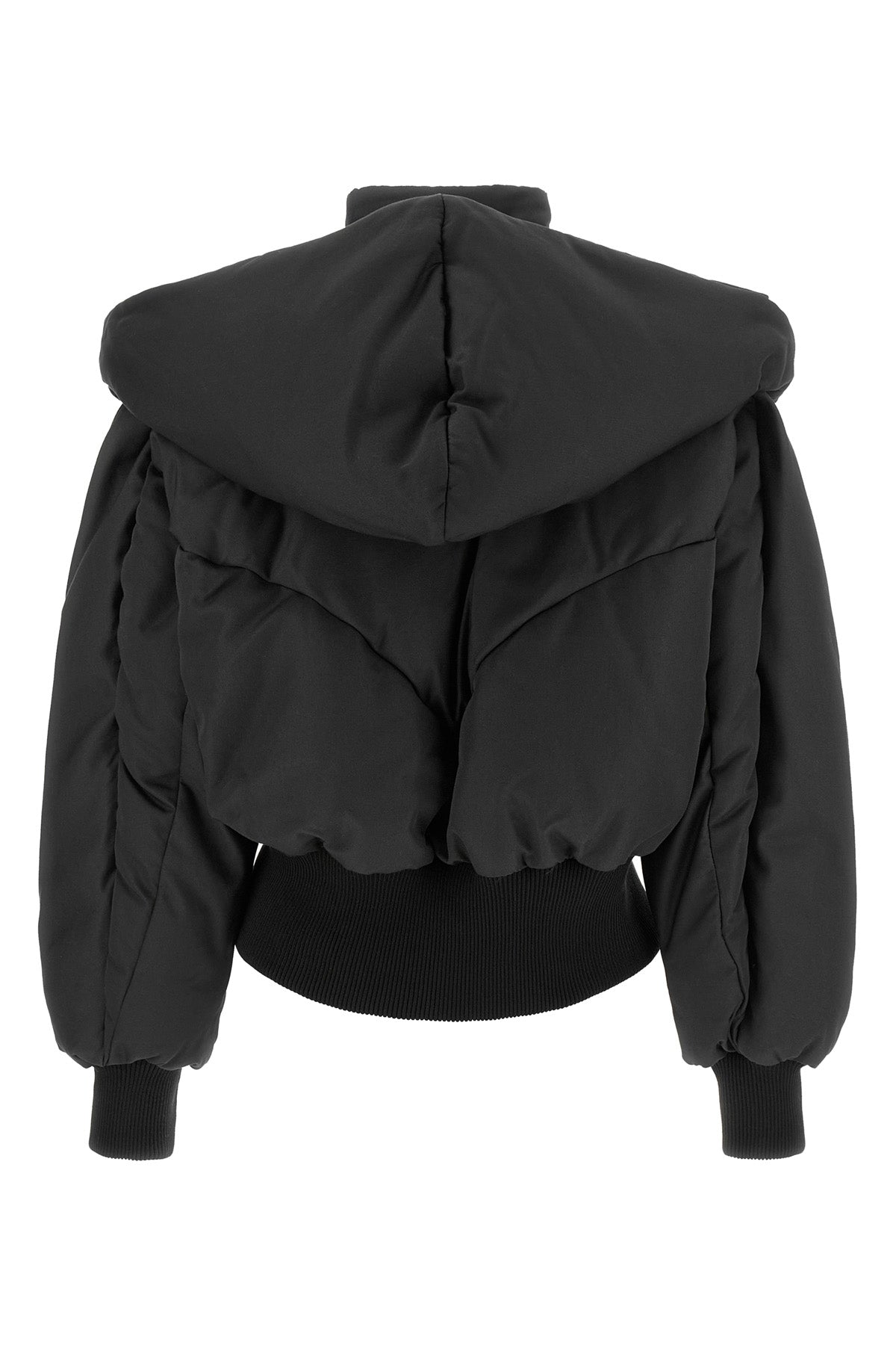 the attico down jacket redefines the volumes of outerwear through a complex laye