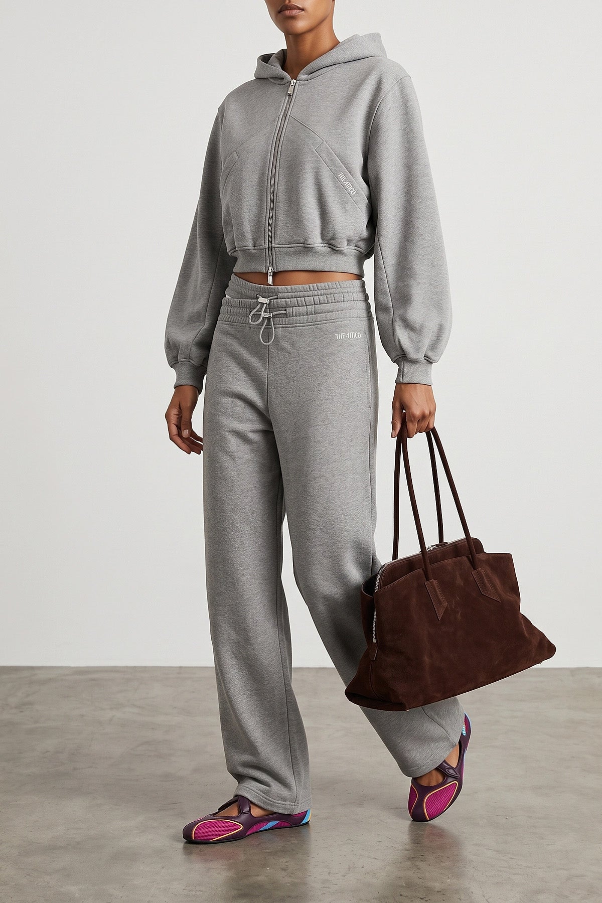the attico sweatshirt redefines casual wear through a crop and structured silhou