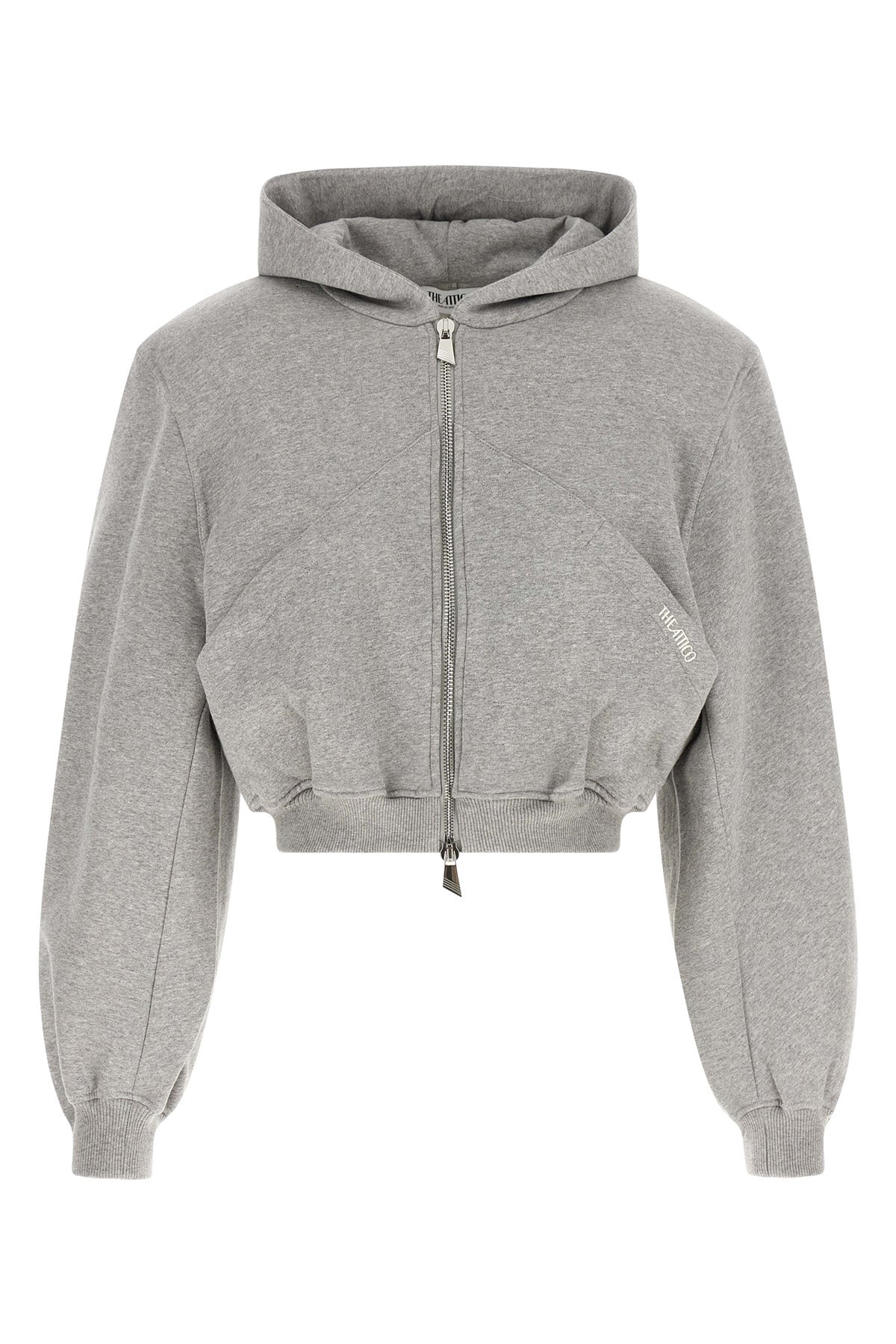 the attico sweatshirt redefines casual wear through a crop and structured silhou