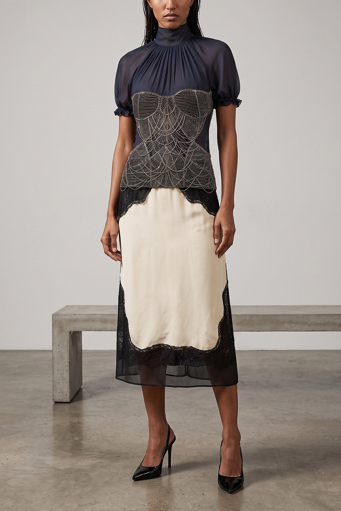 THE ATTICO 42 the the attico top in pure silk georgette stands out for a sartorial constructio