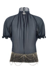 the the attico top in pure silk georgette stands out for a sartorial constructio