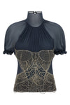 the the attico top in pure silk georgette stands out for a sartorial constructio