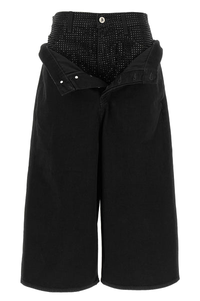 the attico cropped jeans feature a distinctive double-waist construction
