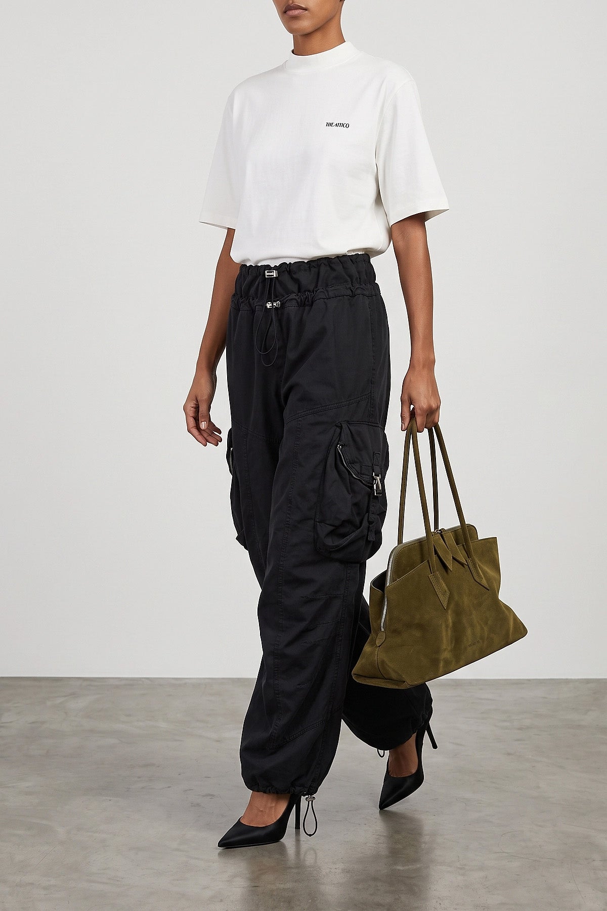 the the attico t-shirt redefines the codes of casual dress through a structured