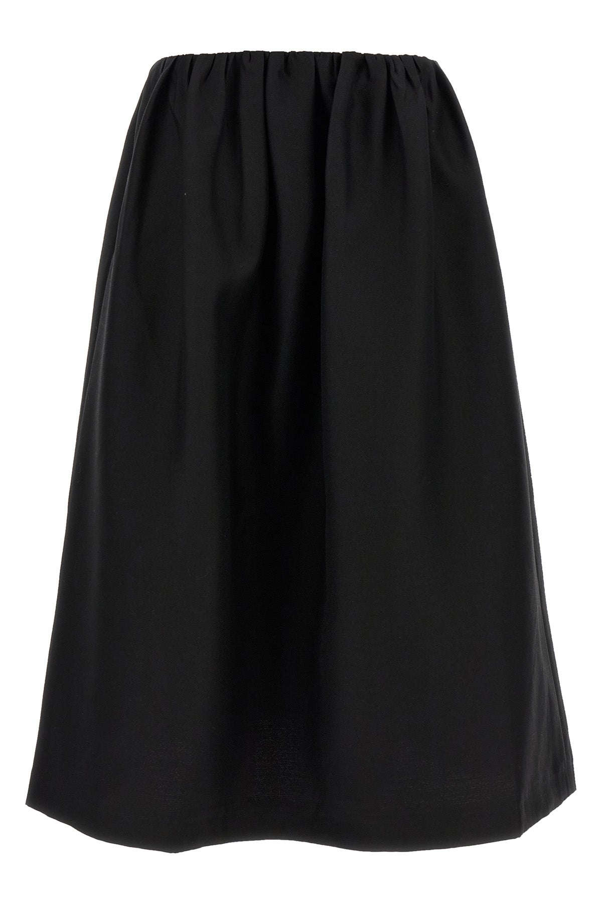gathered evening midi skirt in wool and silk blend
