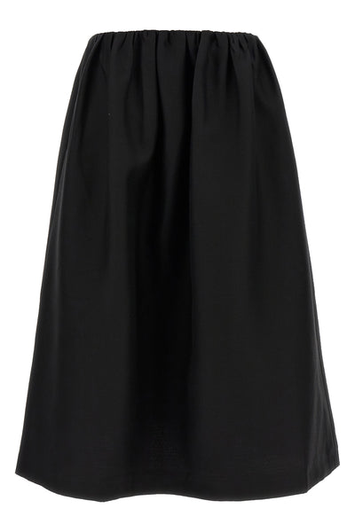 gathered evening midi skirt in wool and silk blend