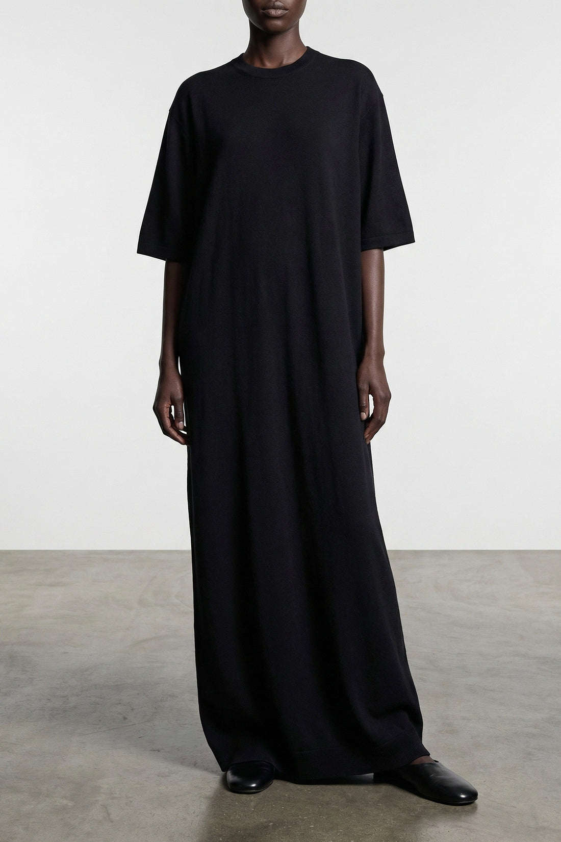 TOTEME M long merino knit tee dress in fine merino wool