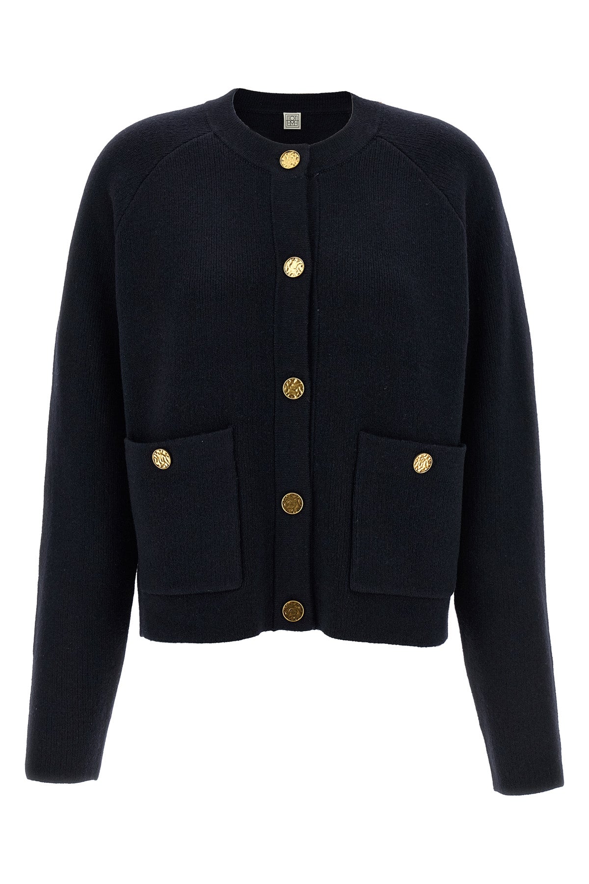 hammered button wool knit cardigan