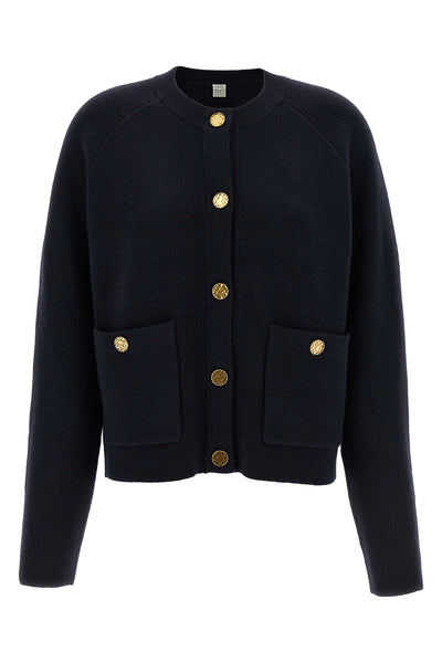 hammered button wool knit cardigan
