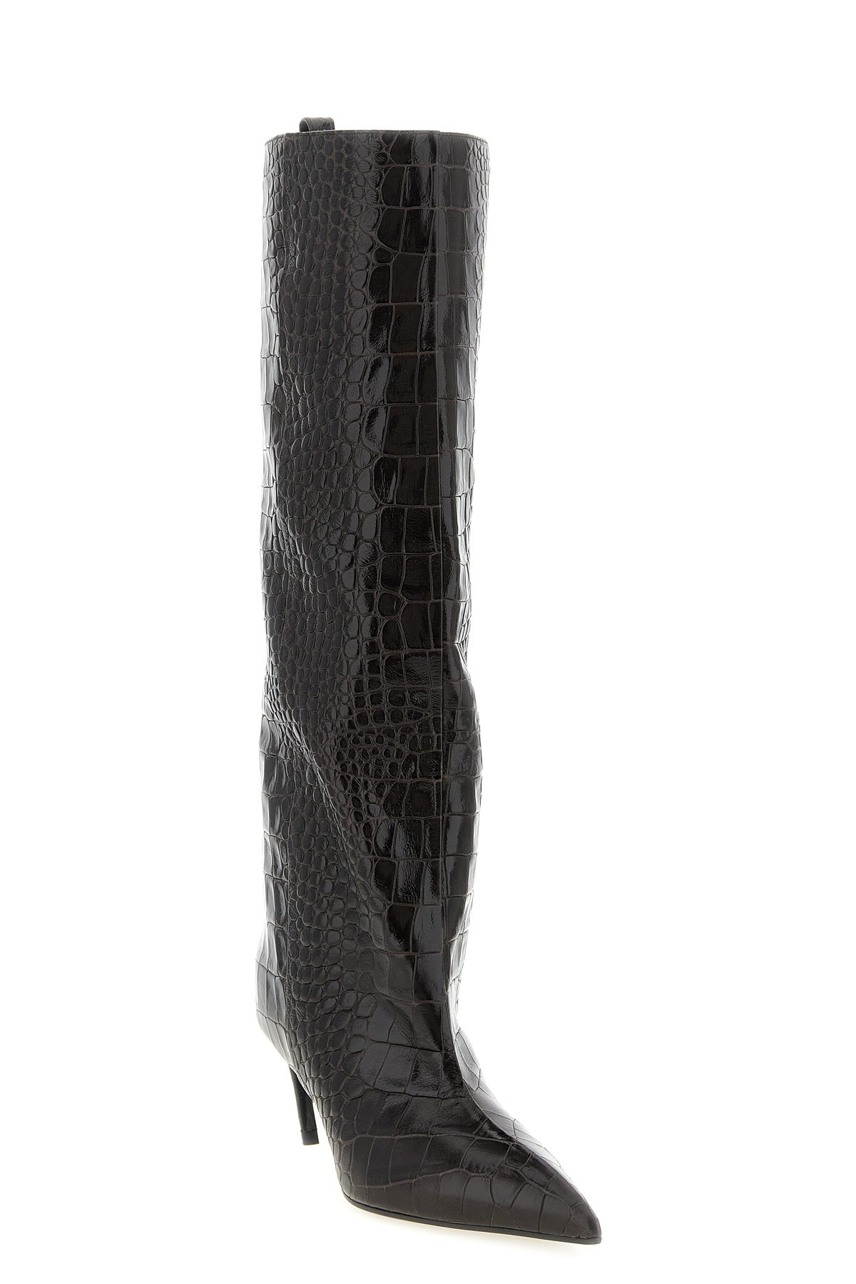the attico lea boot defines a new footwear geometry through a knee-length silh