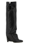 the the attico leon boot redefines the knee-length silhouette through a draped