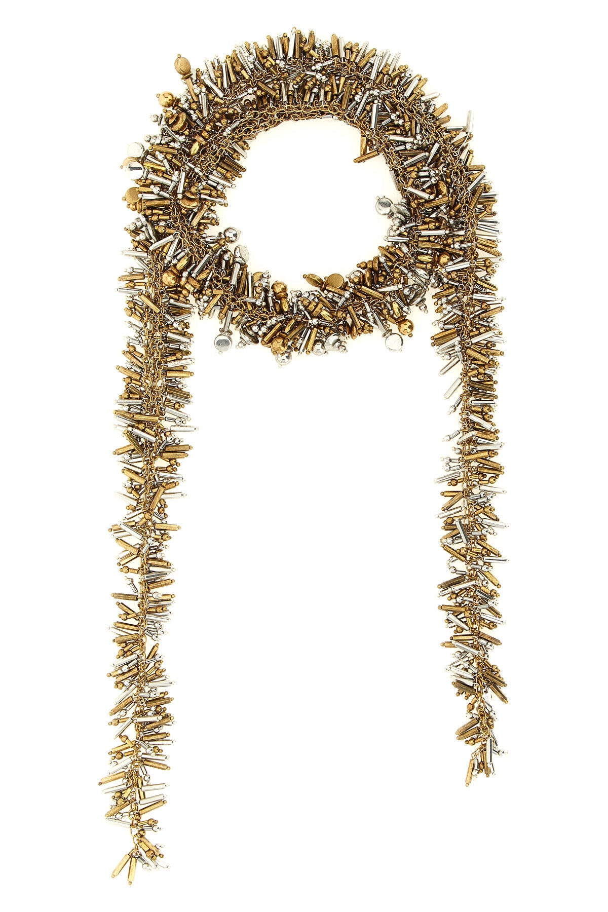 the dries van noten embroidered scarf series is distinguished by a complex fri
