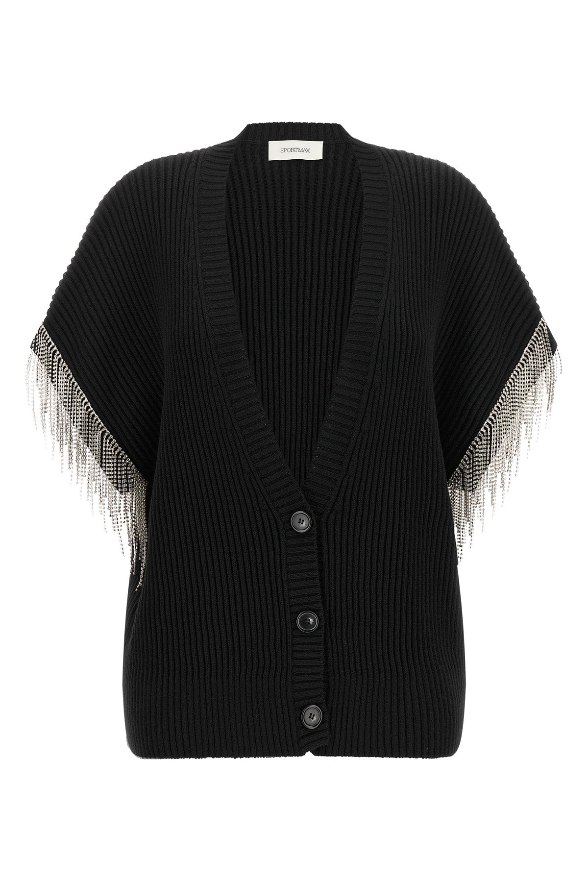 the sportmax spxpagine cardigan in pure virgin wool is distinguished by a modu