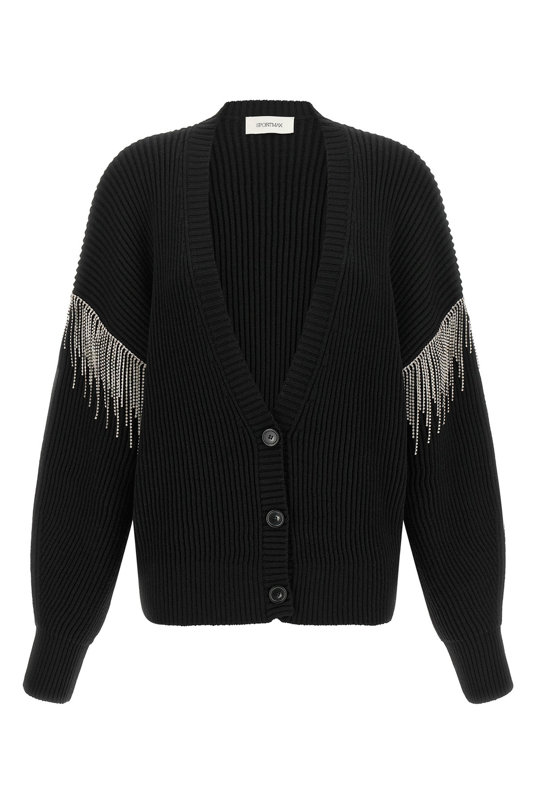 SPORTMAX S the sportmax spxpagine cardigan in pure virgin wool is distinguished by a modu