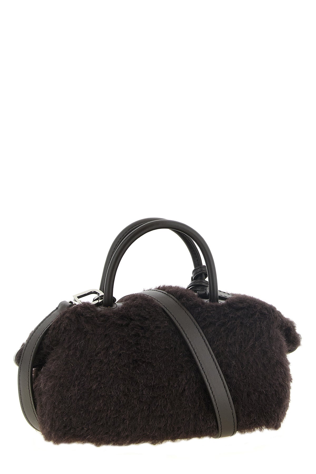 the max mara teddy holdals small handbag in a deep dark brown nuance is made o