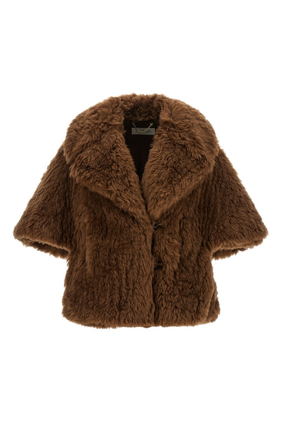 the max mara accorta hood is distinguished by a voluminous construction in pur