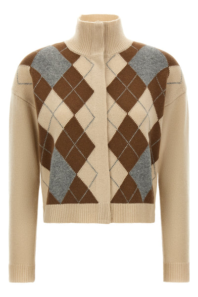 the slightly cropped max mara studio pacche cardigan exemplifies luxury knitwe