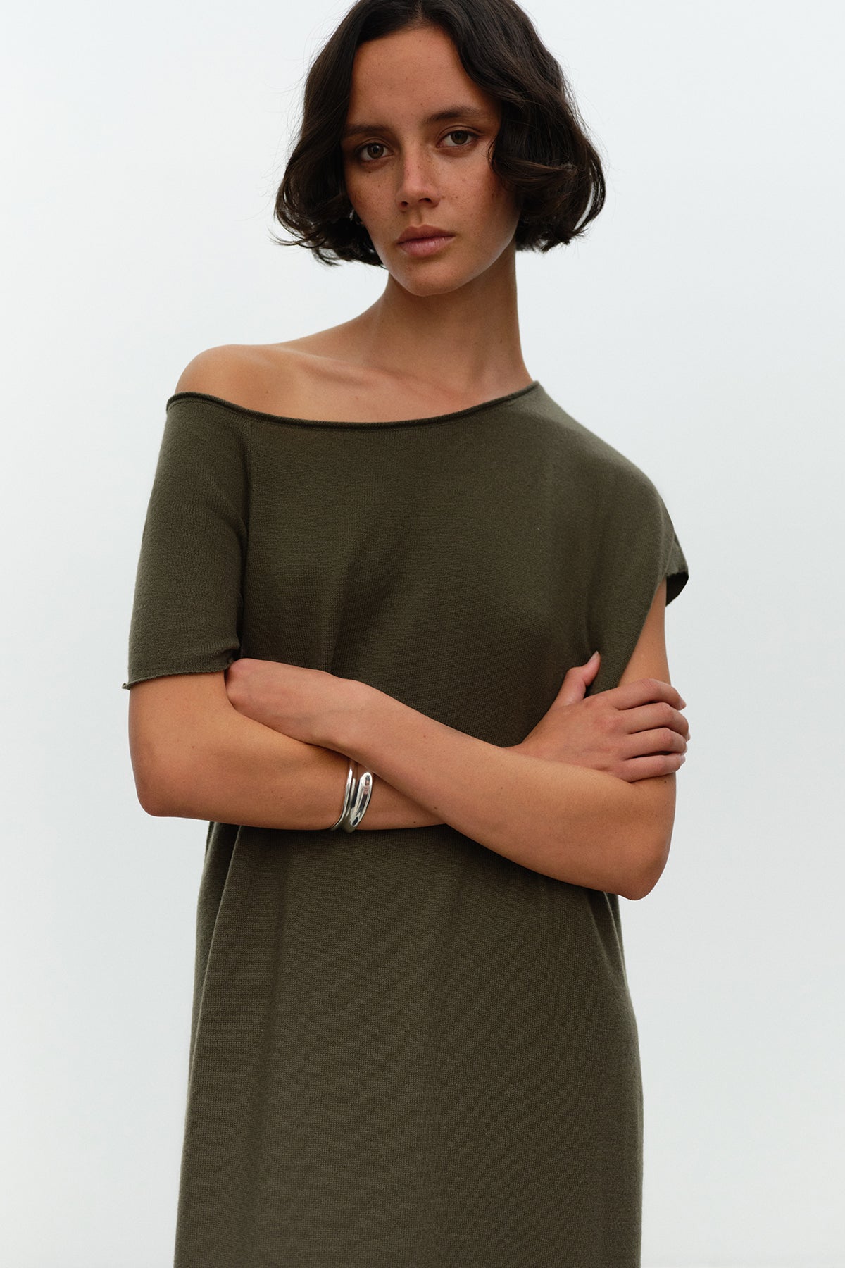 liane long dress in wool and cashmere blend knit