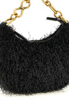 the twinset mini croissant handbag is distinguished by a crescent-shaped silho