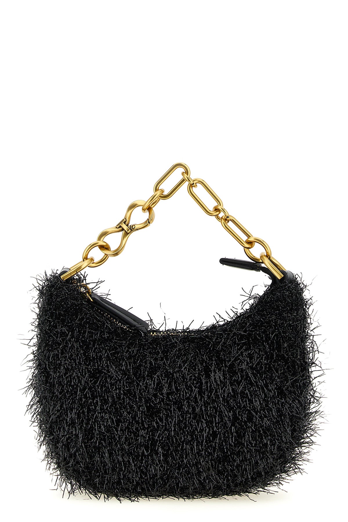 the twinset mini croissant handbag is distinguished by a crescent-shaped silho