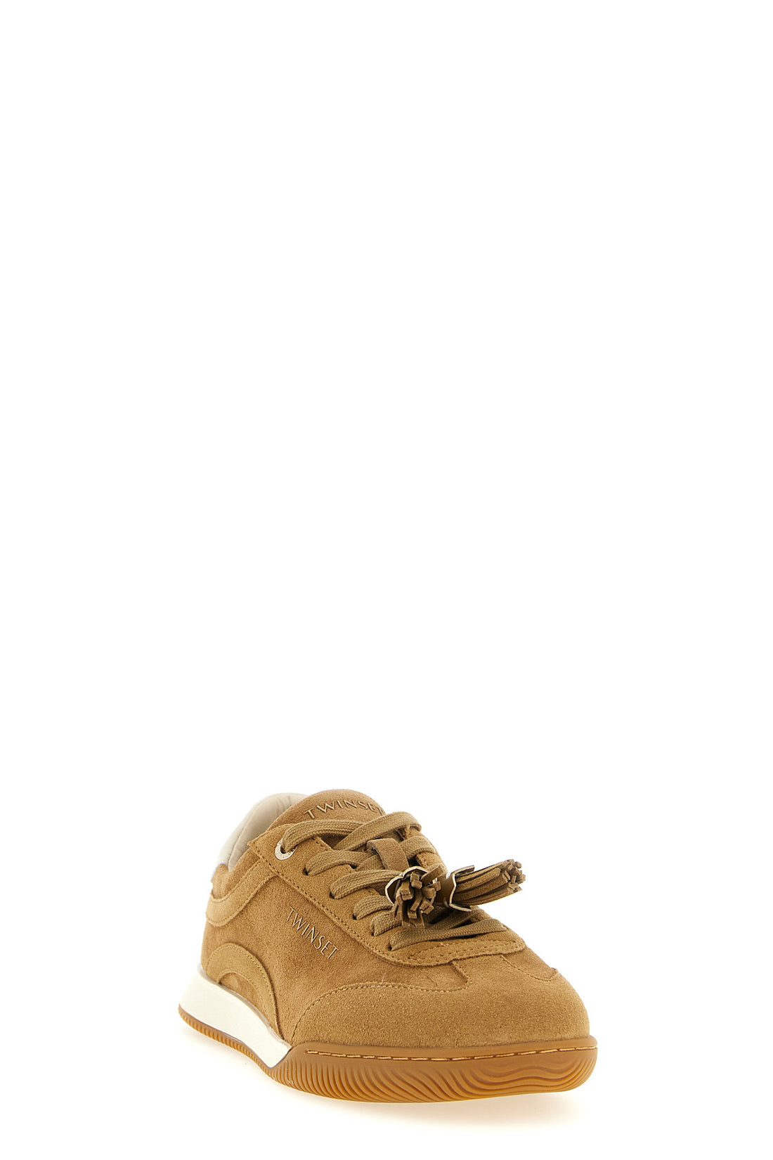 TWIN SET 38 the twinset camel suede sneakers define a casual aesthetic