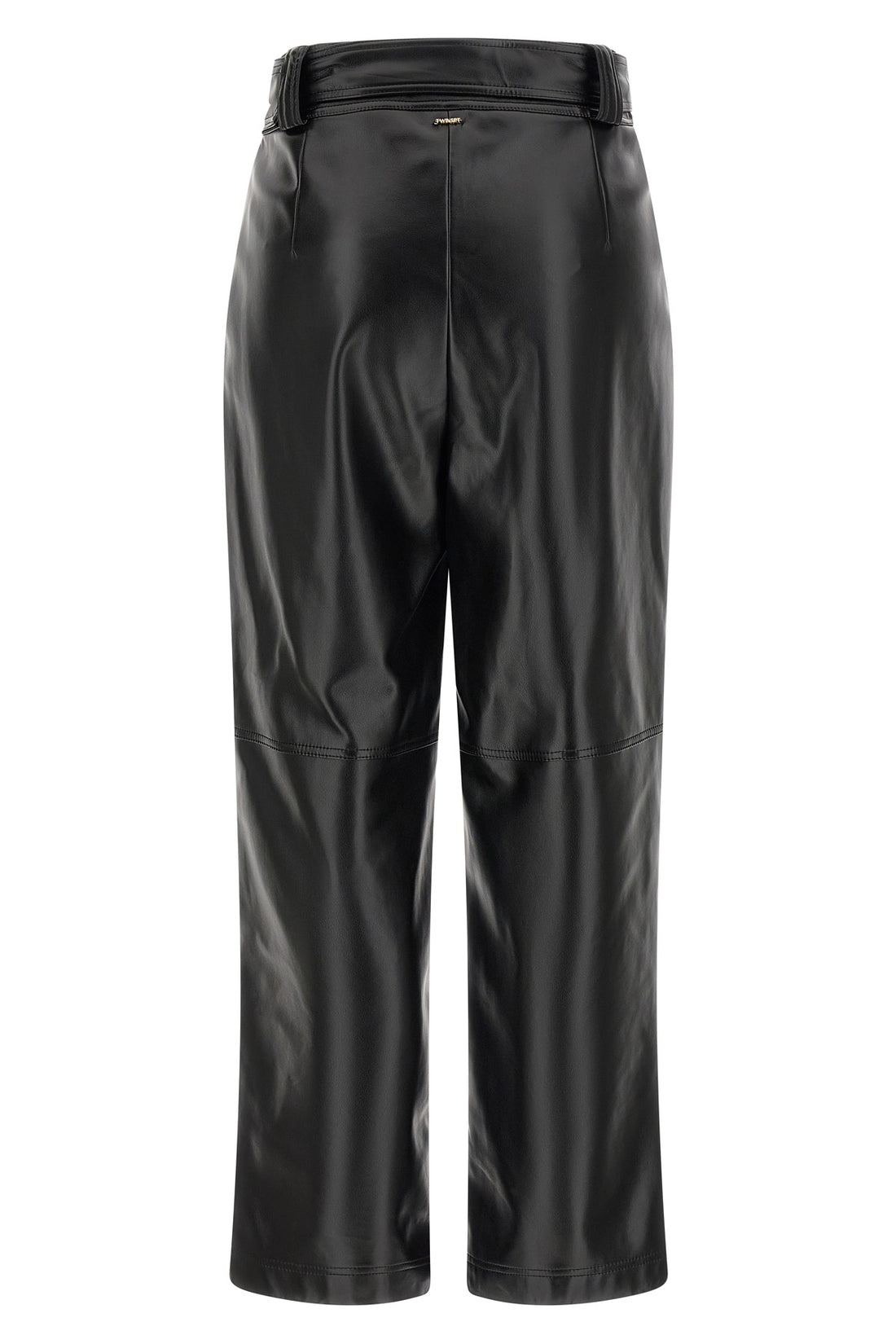 TWIN SET 42 the twinset coated fabric trousers define a rigorous silhouette through a high-w