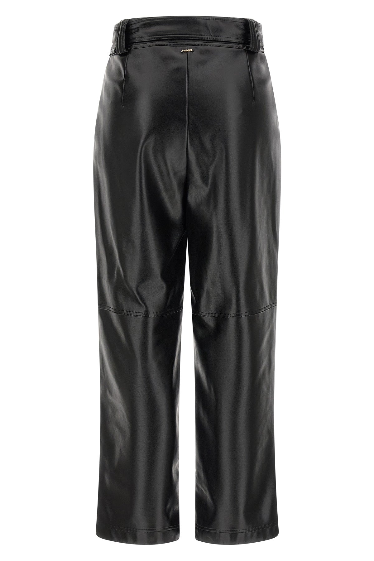 the twinset coated fabric trousers define a rigorous silhouette through a high-w