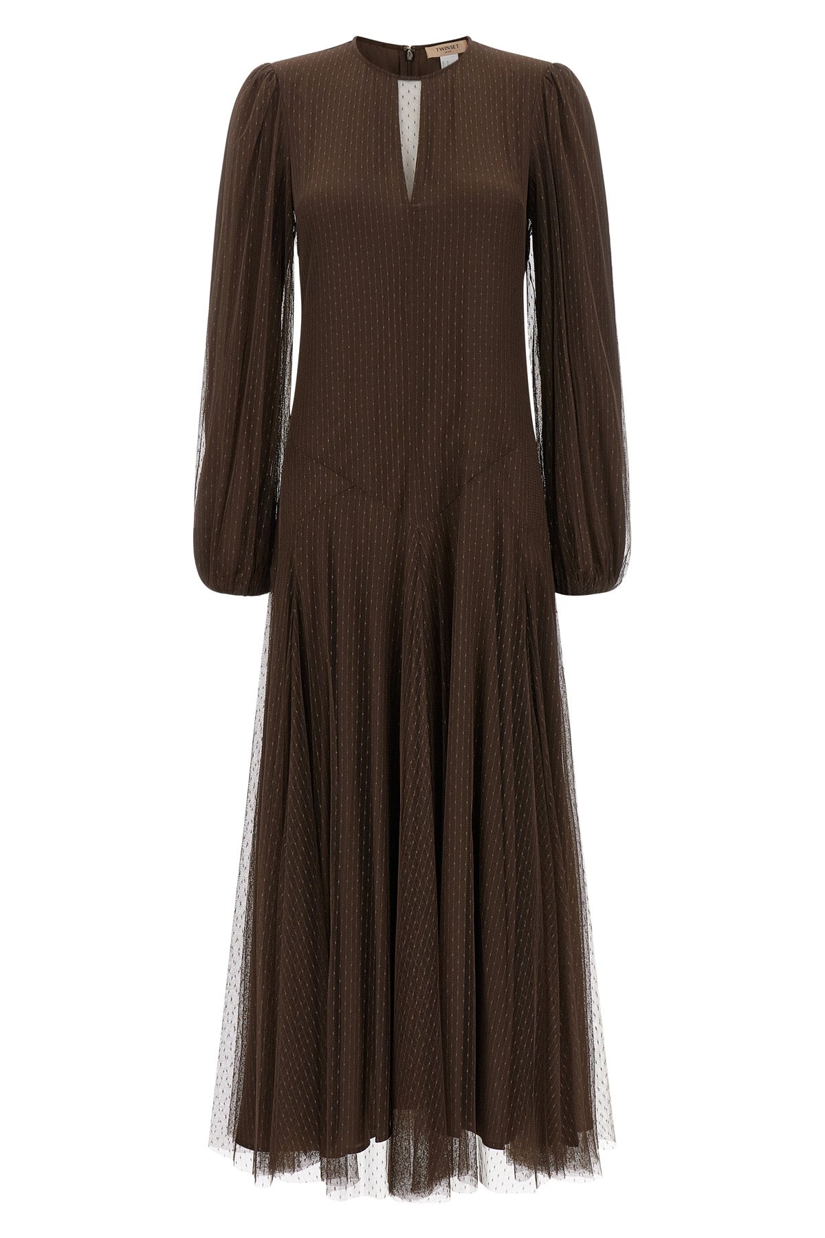 the twinset long dress stands out for its fluid and feminine silhouette