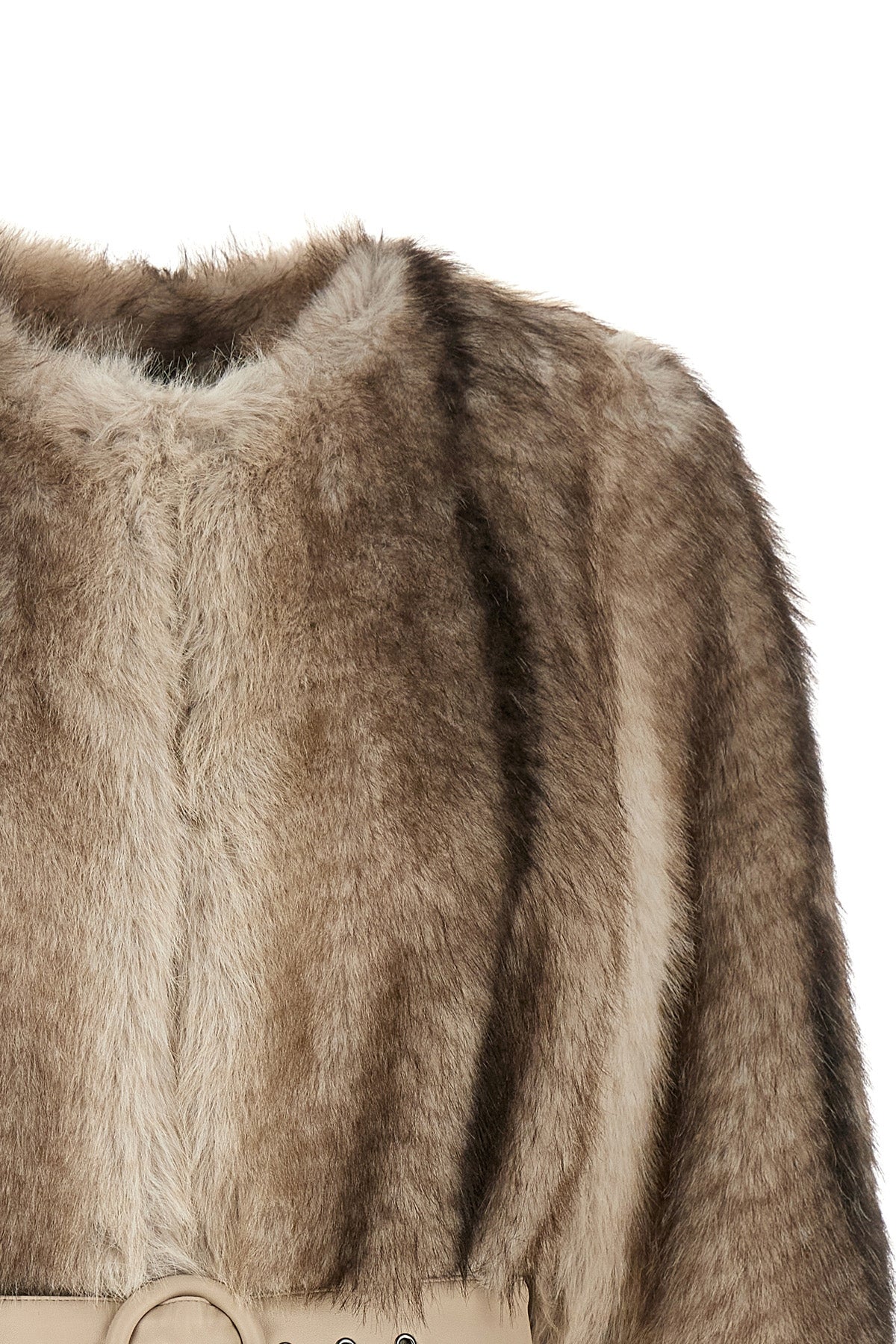the twinset eco-fur coat redefines the volumes of outerwear through an envelopin