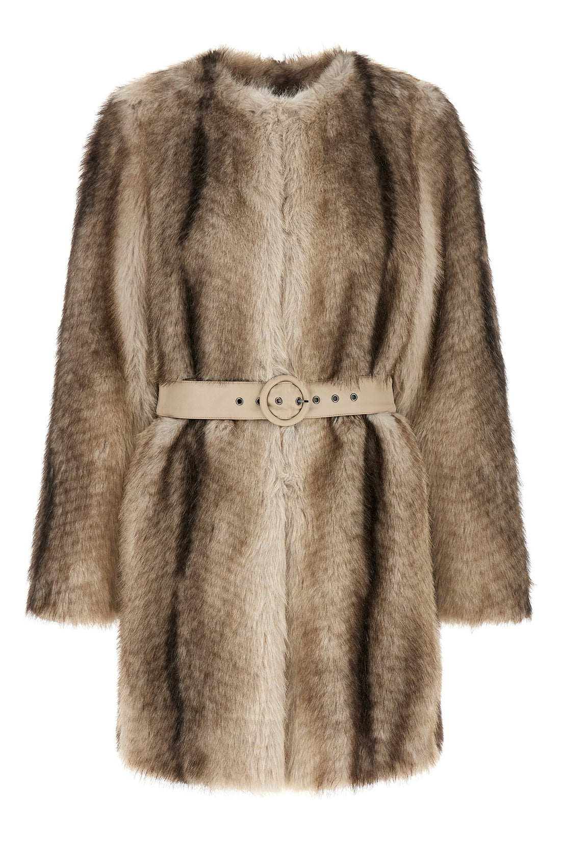 TWIN SET 40 the twinset eco-fur coat redefines the volumes of outerwear through an envelopin
