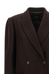 the double-breasted twinset wool blend coat is distinguished by a long and tailo