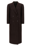 the double-breasted twinset wool blend coat is distinguished by a long and tailo