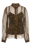 the twinset shirt is distinguished by a fluid silhouette made of semi-transparen