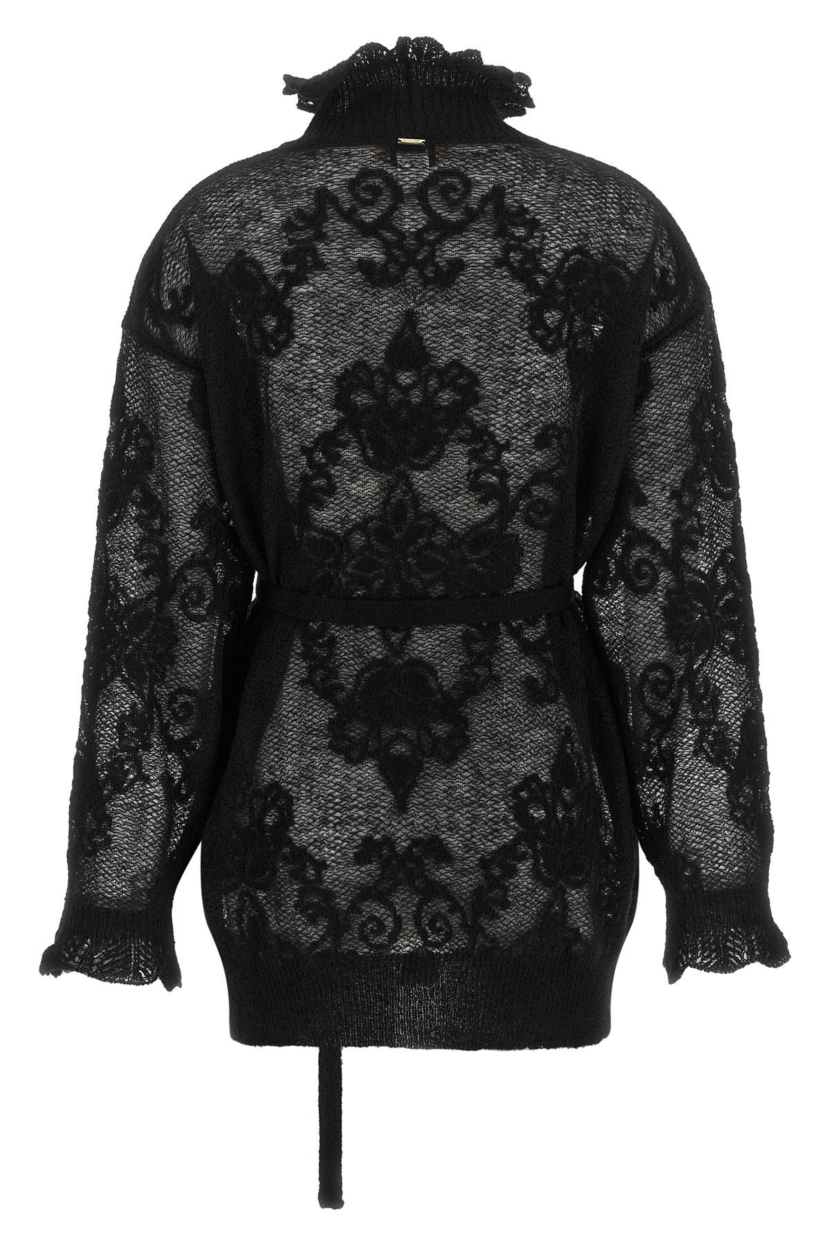 the twinset maxi black jersey redefines knitwear codes through a sophisticated p