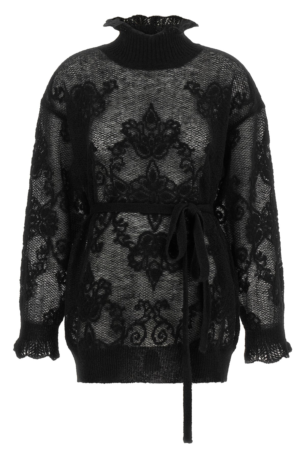 the twinset maxi black jersey redefines knitwear codes through a sophisticated p