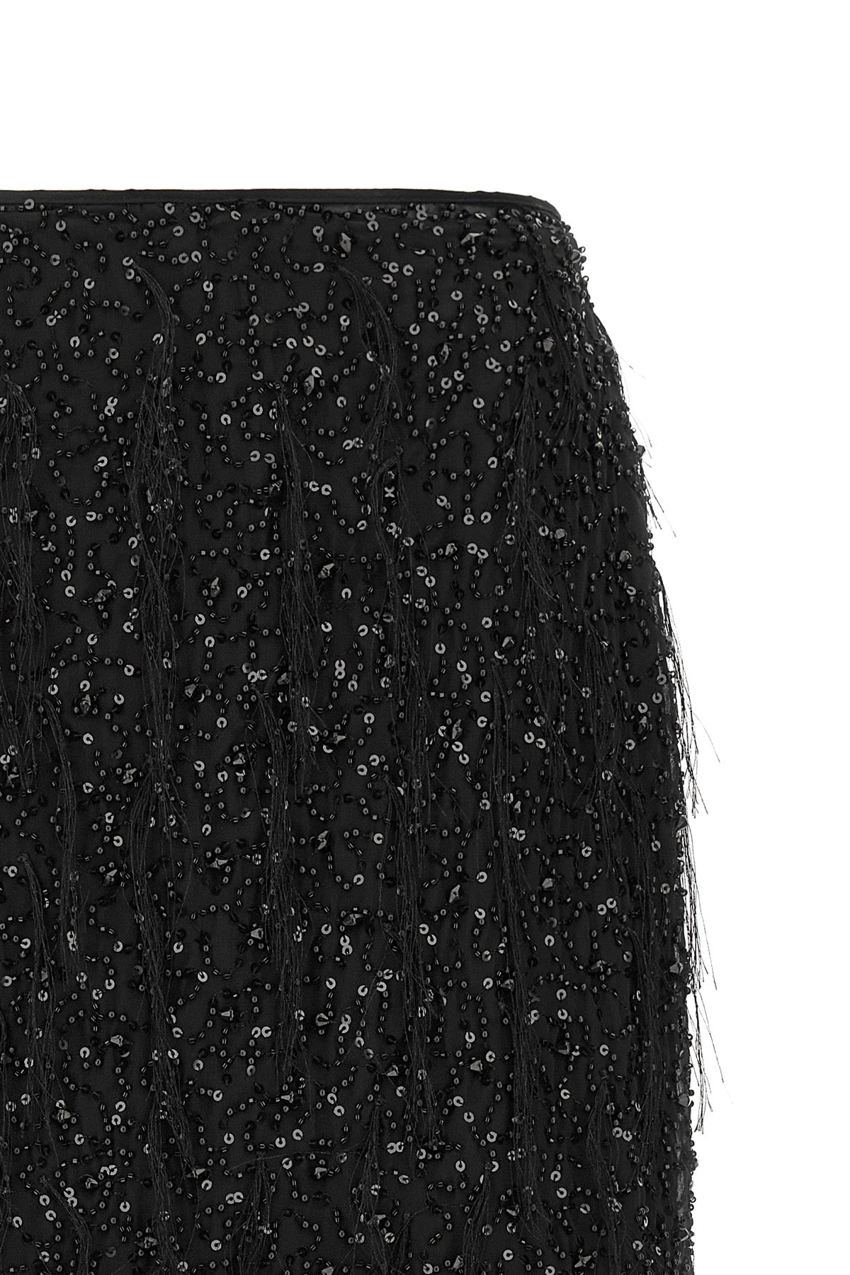 the twinset midi skirt is distinguished by a straight and structured silhouette