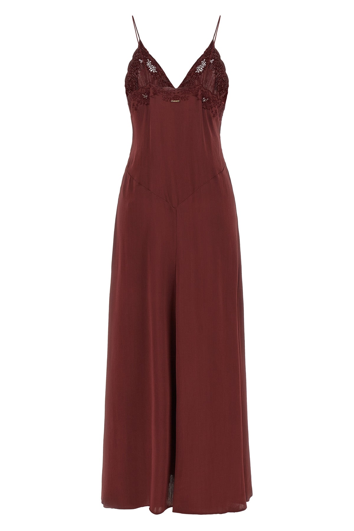 the twinset long dress defines a fluid silhouette through a petticoat constructi