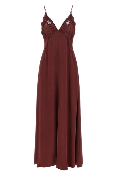 the twinset long dress defines a fluid silhouette through a petticoat constructi