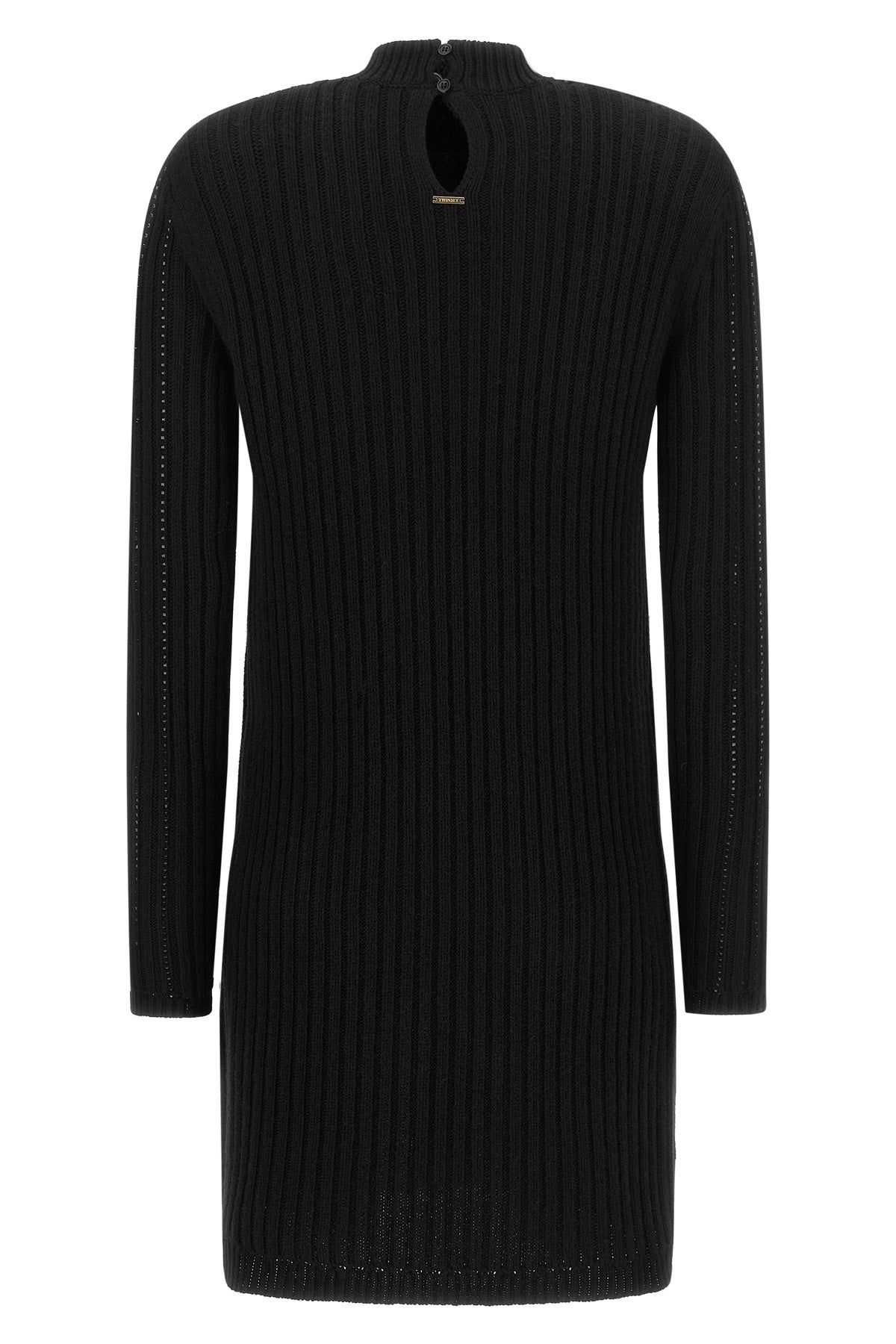 the black twinset ribbed knit mini dress redefines everyday elegance through an