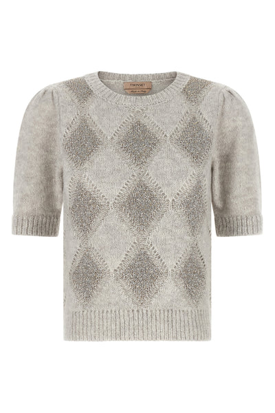the twinset short-sleeved sweater reinterprets classic knitwear through a precio