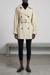 washed cotton stone double-breasted fabric trench coat