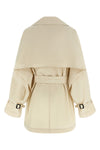 washed cotton stone double-breasted fabric trench coat