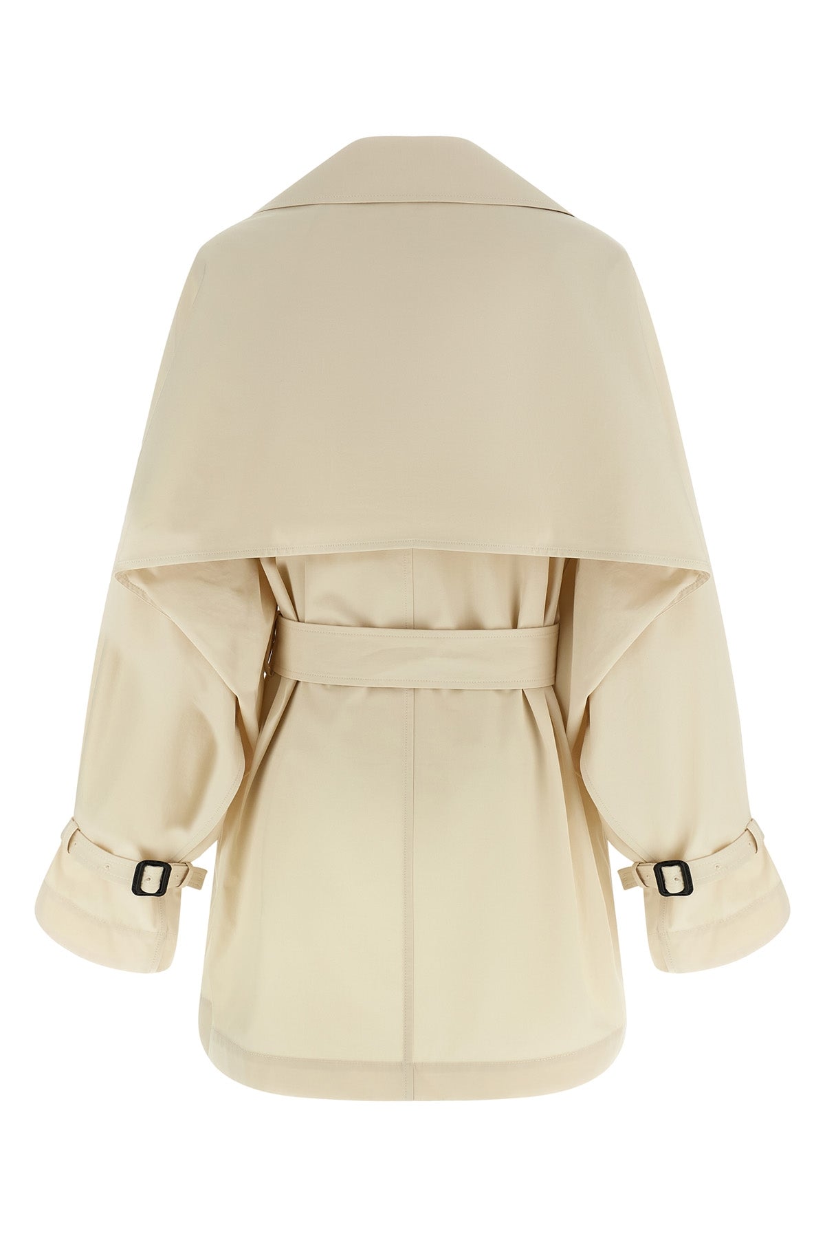 washed cotton stone double-breasted fabric trench coat