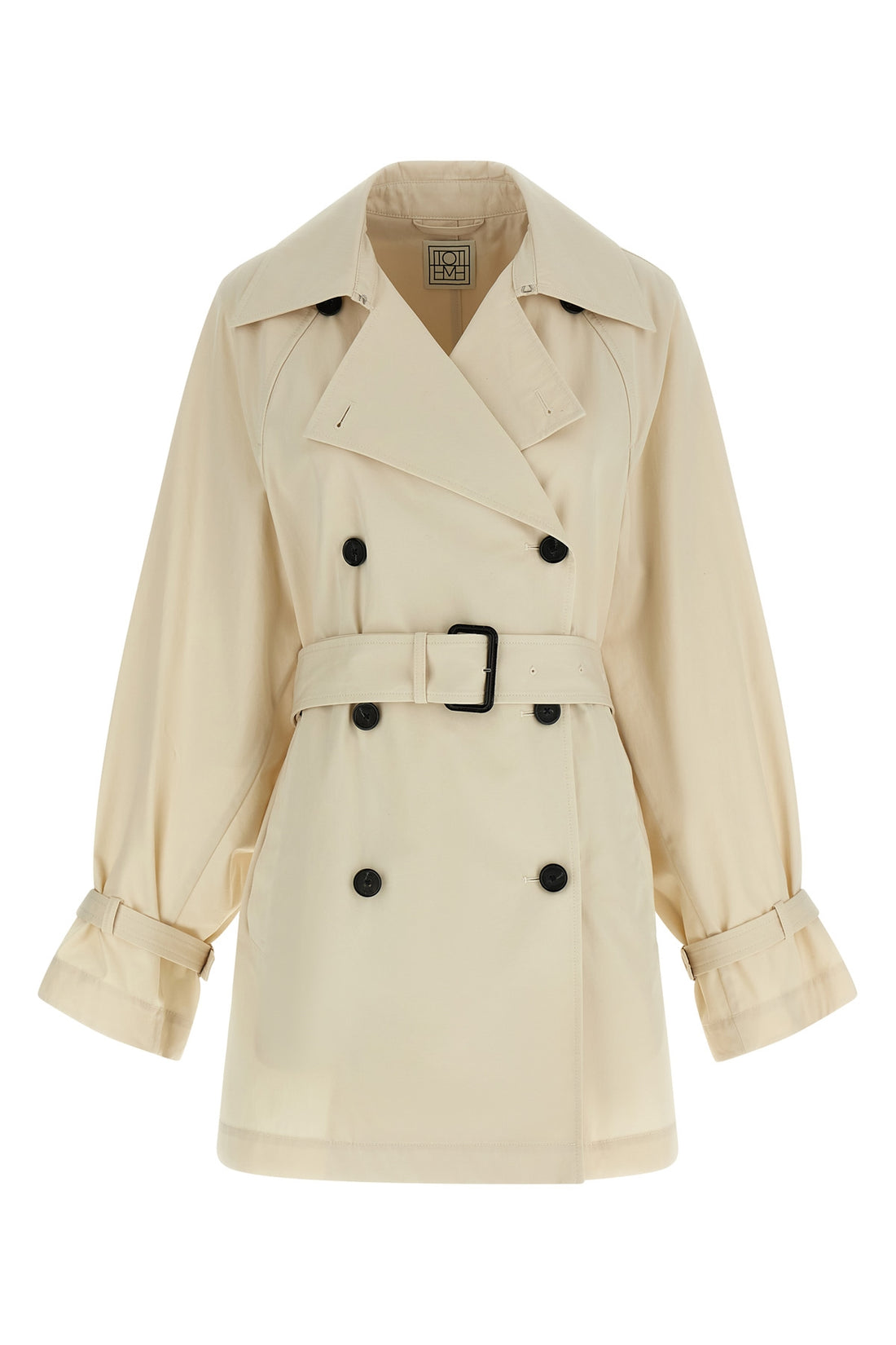 TOTEME 34 washed cotton stone double-breasted fabric trench coat