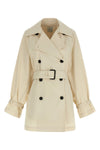 washed cotton stone double-breasted fabric trench coat