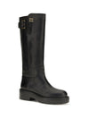 leather knee-high boots with buckle detail