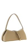 the toteme t-lock leather shoulder bag features an elongated and softly structur