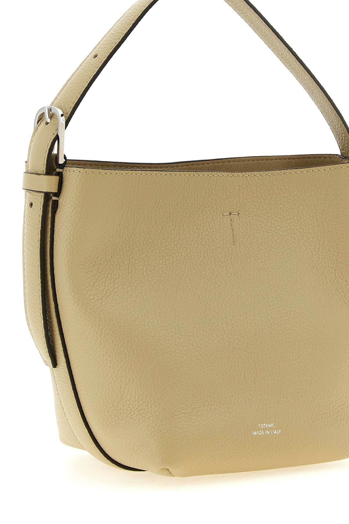 the toteme petite belted tote bag in cashew hammered leather embodies the essenc