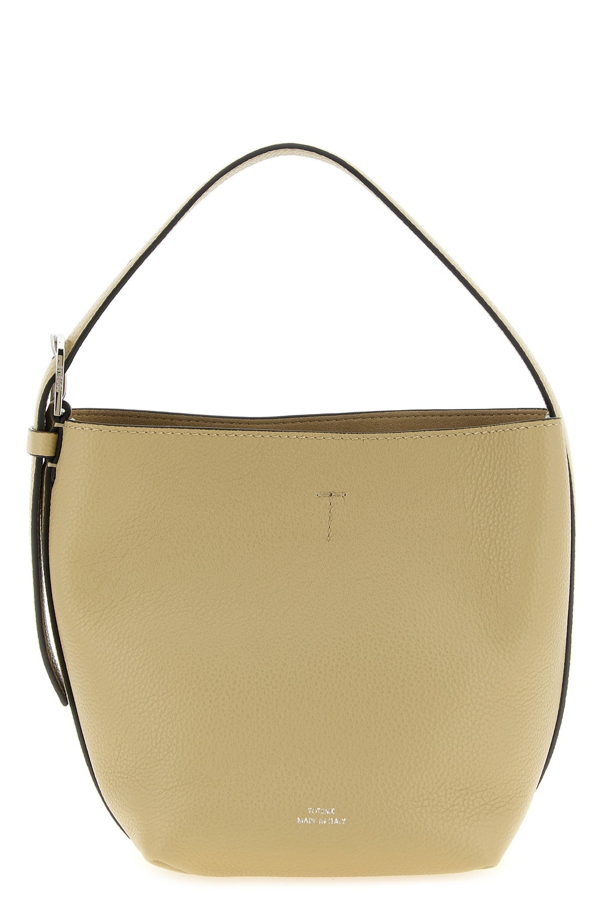 the toteme petite belted tote bag in cashew hammered leather embodies the essenc