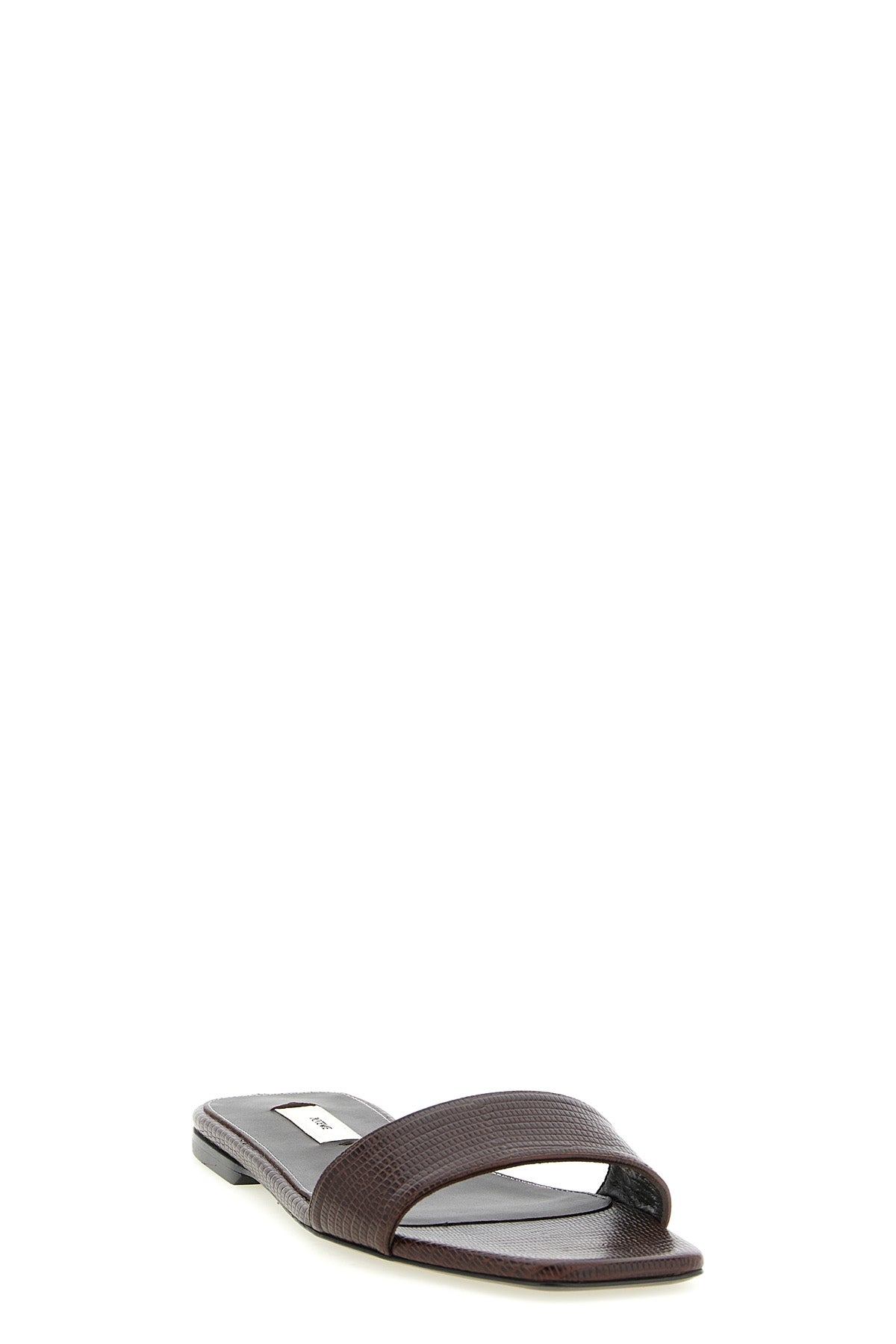 lizard effect embossed cowhide leather sandals